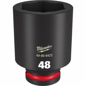 MILWAUKEE 49-66-6423 Deep Impact Socket, 3/4 Inch Drive Size, 48 mm Socket Size, 6-Point, Deep, Black Phosphate | CT3LXN 61DM95