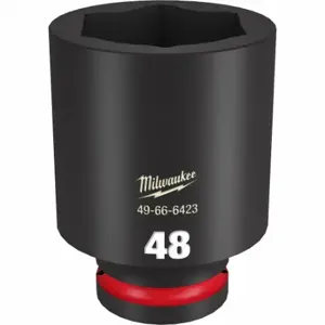 MILWAUKEE 49-66-6423 Deep Impact Socket, 3/4 Inch Drive Size, 48 mm Socket Size, 6-Point, Deep, Black Phosphate | CT3LXN 61DM95