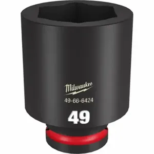 MILWAUKEE 49-66-6424 Deep Impact Socket, 3/4 Inch Drive Size, 49 mm Socket Size, 6-Point, Deep, Black Phosphate | CT3LNC 61DM96