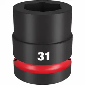 MILWAUKEE 49-66-6596 Standard Impact Socket, 1 Inch Drive Size, 31 mm Socket Size, 6-Point Black Phosphate | CT3LXW 61DN23