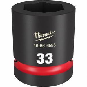 MILWAUKEE 49-66-6598 Standard Impact Socket, 1 Inch Drive Size, 33 mm Socket Size, 6-Point Black Phosphate | CT3LQC 61DN25