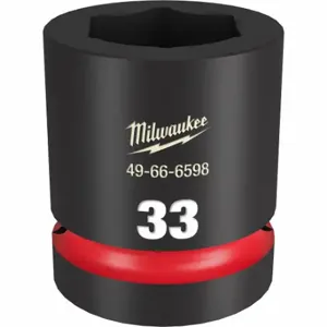 MILWAUKEE 49-66-6598 Standard Impact Socket, 1 Inch Drive Size, 33 mm Socket Size, 6-Point Black Phosphate | CT3LQC 61DN25