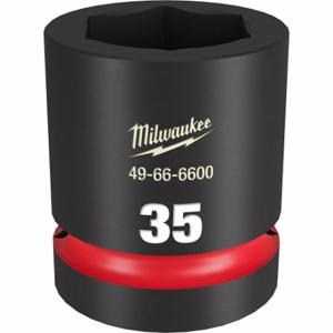 MILWAUKEE 49-66-6600 Standard Impact Socket, 1 Inch Drive Size, 35 mm Socket Size, 6-Point Black Phosphate | CT3LQE 61DN27