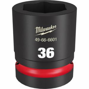 MILWAUKEE 49-66-6601 Standard Impact Socket, 1 Inch Drive Size, 36 mm Socket Size, 6-Point Black Phosphate | CT3LYN 61DN28