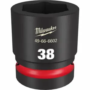 MILWAUKEE 49-66-6602 Standard Impact Socket, 1 Inch Drive Size, 38 mm Socket Size, 6-Point Black Phosphate | CT3LQF 61DN29