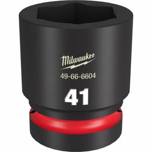 MILWAUKEE 49-66-6604 Standard Impact Socket, 1 Inch Drive Size, 41 mm Socket Size, 6-Point Black Phosphate | CT3LQH 61DN31