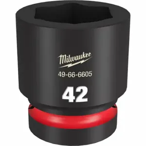 MILWAUKEE 49-66-6605 Standard Impact Socket, 1 Inch Drive Size, 42 mm Socket Size, 6-Point Black Phosphate | CT3LQJ 61DN32