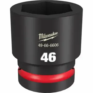 MILWAUKEE 49-66-6606 Standard Impact Socket, 1 Inch Drive Size, 46 mm Socket Size, 6-Point Black Phosphate | CT3LQK 61DN33