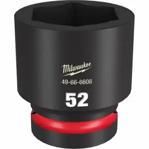 MILWAUKEE 49-66-6608 Standard Impact Socket, 1 Inch Drive Size, 52 mm Socket Size, 6-Point Black Phosphate | CT3LQM 61DN35