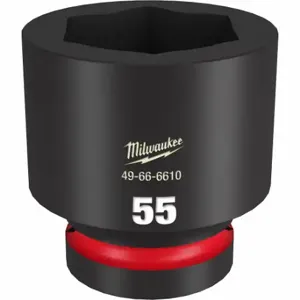 MILWAUKEE 49-66-6610 Standard Impact Socket, 1 Inch Drive Size, 55 mm Socket Size, 6-Point Black Phosphate | CT3LQP 61DN37