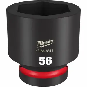 MILWAUKEE 49-66-6611 Standard Impact Socket, 1 Inch Drive Size, 56 mm Socket Size, 6-Point Black Phosphate | CT3LQQ 61DN38