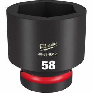 MILWAUKEE 49-66-6612 Standard Impact Socket, 1 Inch Drive Size, 58 mm Socket Size, 6-Point Black Phosphate | CT3LQT 61DN39