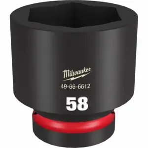 MILWAUKEE 49-66-6612 Standard Impact Socket, 1 Inch Drive Size, 58 mm Socket Size, 6-Point Black Phosphate | CT3LQT 61DN39