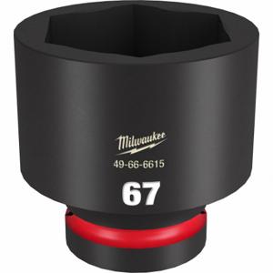 MILWAUKEE 49-66-6615 Standard Impact Socket, 1 Inch Drive Size, 67 mm Socket Size, 6-Point Black Phosphate | CT3LQV 61DN42