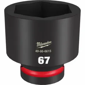 MILWAUKEE 49-66-6615 Standard Impact Socket, 1 Inch Drive Size, 67 mm Socket Size, 6-Point Black Phosphate | CT3LQV 61DN42