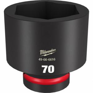 MILWAUKEE 49-66-6616 Standard Impact Socket, 1 Inch Drive Size, 70 mm Socket Size, 6-Point Black Phosphate | CT3LQW 61DN43