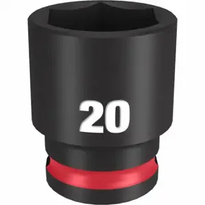 MILWAUKEE 49-66-6737 Standard Impact Socket, 3/8 Inch Drive Size, 20 mm Socket Size, 6-Point | CT3LWR 61DN77