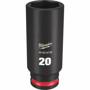 MILWAUKEE 49-66-6738 Deep Impact Socket, 3/8 Inch Drive Size, 20 mm Socket Size, 6-Point, Deep, Black Phosphate | CT3LXM 61DN78