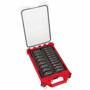 MILWAUKEE 49-66-6801 Socket Set, 2 1/2 Inch Width, 16 1/4 Inch Lg, 9 3/4 Inch Ht, 19 Pieces | CT3PBW 798KX5