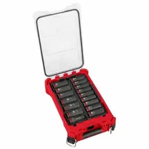 MILWAUKEE 49-66-6803 Socket Set, 4 5/8 Inch Width, 15 1/4 Inch Lg, 9 3/4 Inch Ht, 16 Pieces | CT3PBL 798KX7