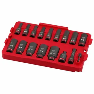 MILWAUKEE 49-66-6815 Socket Set, 8 1/4 Inch Width, 12 3/4 Inch Lg, 1 5/8 Inch Ht, 17 Pieces | CT3PBM 798KY1