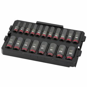 MILWAUKEE 49-66-6816 Socket Set, 8 1/4 Inch Width, 12 3/4 Inch Lg, 1 5/8 Inch Ht, 19 Pieces | CT3PBN 798KY2