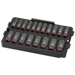 MILWAUKEE 49-66-6816 Socket Set, 8 1/4 Inch Width, 12 3/4 Inch Lg, 1 5/8 Inch Ht, 19 Pieces | CT3PBN 798KY2