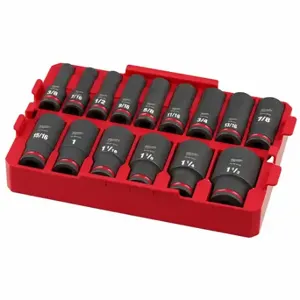 MILWAUKEE 49-66-6817 Socket Set, 8 1/4 Inch Width, 12 3/4 Inch Lg, 2 1/2 Inch Ht, 15 Pieces | CT3PBP 798KY3