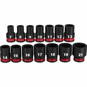 MILWAUKEE 49-66-7007 Impact Socket Set, 3/8 Inch Drive Size, 14 Pieces, 7 to 21 mm Socket Size Range, Metric | CT3LHA 61DN93