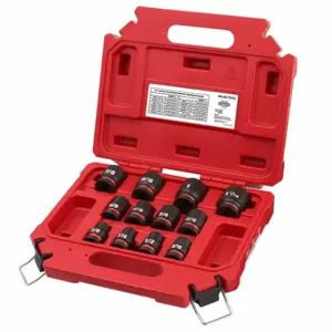 MILWAUKEE 49-66-7010 Impact Socket Set, 1/2 Inch Drive Size, 12 Pieces | CT3LGE 61DN96