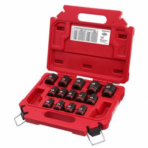 MILWAUKEE 49-66-7013 Impact Socket Set, 1/2 Inch Drive Size, 14 Pieces, 10 to 27 mm Socket Size Range | CT3LGF 61DN99