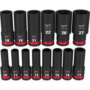MILWAUKEE 49-66-7014 Impact Socket Set, 1/2 Inch Drive Size, 14 Pieces, 10 to 27 mm Socket Size Range, Metric | CT3LGG 61DP01