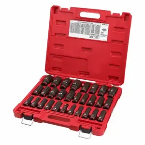 MILWAUKEE 49-66-7016 Impact Socket Set, 1/2 Inch Drive Size, 29 Pieces, 6-Point | CT3LGJ 61DP03