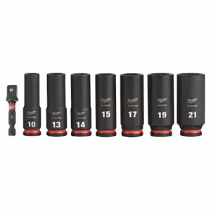 MILWAUKEE 49-66-7021 Impact Socket Set, 3/8 Inch Drive Size, 8 Pieces, 10 to 21 mm Socket Size Range | CT3LHC 61DP08