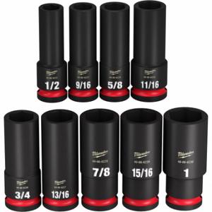 MILWAUKEE 49-66-7022 Impact Socket Set, 1/2 Inch Drive Size, 9 Pieces, 1/2 Inch to 1 Inch Socket Size Range | CT3LGN 61DP09