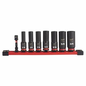 MILWAUKEE 49-66-7024 Impact Socket Set, 3/8 Inch Drive Size, 8 Pieces, 5/16 Inch to 3/4 Inch Socket Size Range | CT3LHD 61DP10