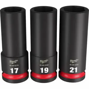 MILWAUKEE 49-66-7025 Impact Socket Set, 1/2 Inch Drive Size, 3 Pieces, 17 to 21 mm Socket Size Range | CT3LGL 61DP11