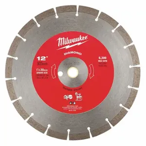 MILWAUKEE 49-93-7035 Diamond Segmented Blade, 12 Inch Blade Dia, 1 Inch Arbor Size, Wet/Dry, Good, Segmented | CT3JNZ 56KY66