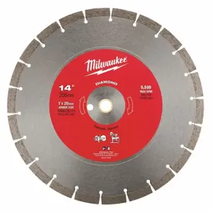 MILWAUKEE 49-93-7040 Diamond Segmented Blade, 14 Inch Blade Dia, 1 Inch Arbor Size, Wet/Dry, Good, Segmented | CT3JPD 56KY67