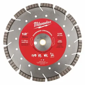 MILWAUKEE 49-93-7135 Diamond Segmented Blade, 12 Inch Blade Dia, 1 Inch Arbor Size, Wet/Dry, Good | CT3JNY 56KY68