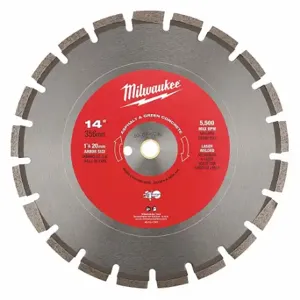 MILWAUKEE 49-93-7240 Segmented Blade, 14 Inch Blade Dia, 1 Inch Arbor Size, Wet/Dry, Better, Segmented, Round | CT3JPM 56KY71