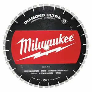 MILWAUKEE 49-93-7540 Diamond Segmented Blade, 14 Inch Blade Dia, 1 Inch Arbor Size, Wet/Dry, Best, Segmented | CT3JPB 56KY75