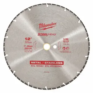 MILWAUKEE 49-93-7835 Diamond Segmented Cut-Off Blade, 12 Inch Blade Dia, 1 Inch Arbor Size, Dry, Better | CT3JPE 56KY76