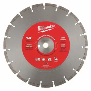 MILWAUKEE 49-93-7940 Diamond Segmented Blade, 14 Inch Blade Dia, 1 Inch Arbor Size, Wet/Dry, Best, Segmented | CT3JPA 56KY79