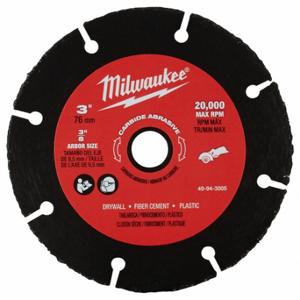MILWAUKEE 49-94-3005 Abrasive Cut-Off Wheel, 3 Inch Abrasive Wheel Dia, Carbide, Type 1, 3/8 Inch Size | CT3GPY 492T90