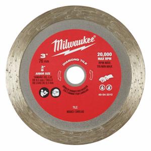 MILWAUKEE 49-94-3010 Diamond Saw Blade, 3 Inch Blade Dia, 3/8 Inch Arbor Size, Wet/Dry, Good, Continuous | CT3JNV 492T91
