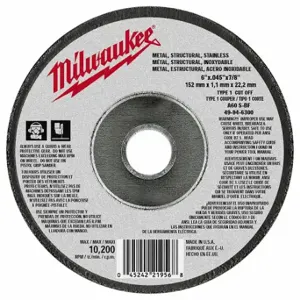 MILWAUKEE 49-94-6300 Abrasive Cut-Off Wheel | CT3GPV 163G51