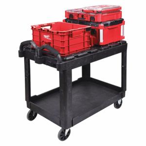 MILWAUKEE CUSTOM PACKOUT UTILITY 1 Utility Cart, 500 lb Load Capacity, 38-1/8 inx 24-3/8 Inch, Black, 2 Shelves, Combo Lip | CT3PXT 349AP5