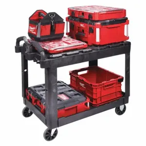 MILWAUKEE CUSTOM PACKOUT UTILITY 2 Utility Cart, 500 lb Load Capacity, 38-1/8 inx 24-3/8 Inch, Black, 2 Shelves | CT3PXQ 349AP6