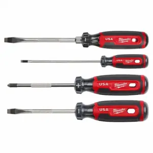 MILWAUKEE MT200-4 Screwdriver Set, 4 PK, Cabinet/Phillips/Slotted Tip, Cushion Grip | CV2PHL 798KV3